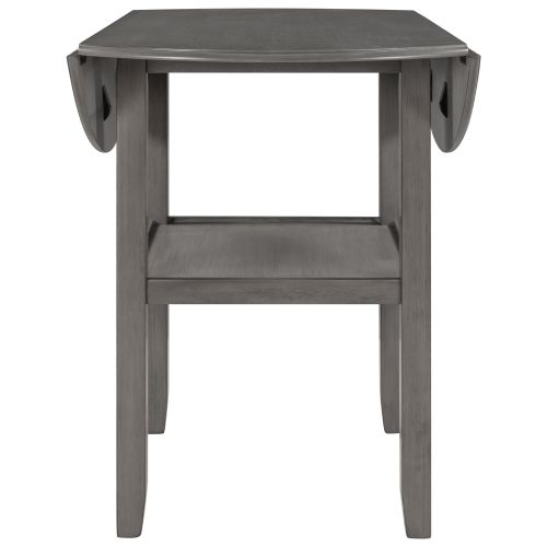 TOPMAX Farmhouse 3 Piece Round Counter Height Kitchen Dining Table Set with Drop Leaf Table, One Shelf and 2 Cross Back Padded Chairs for Small Places TOPMAX Farmhouse 3 Piece Round Counter Height Kitchen Dining Table Set with Drop Leaf Table, One Shelf and 2 Cross Back Padded Chairs for Small Places