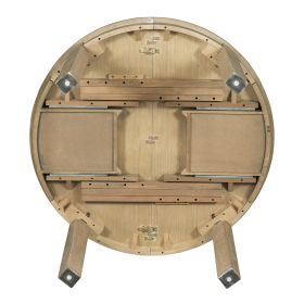 TREXM 5-Piece Multifunctional Dining Table Set, Farmhouse Dining Set with Extendable Round Table